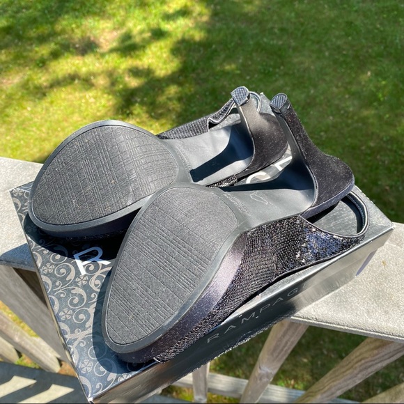 NEW nwt Rampage Black Sequin Heels 9.5 Peep Open Toe Platform glitter sparkle - Picture 8 of 9